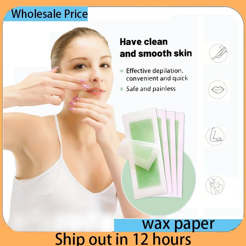 Facial Wax Strips, Facial Hair Removal, Quick and Painless Hair Removal Kit Double Sides Strips