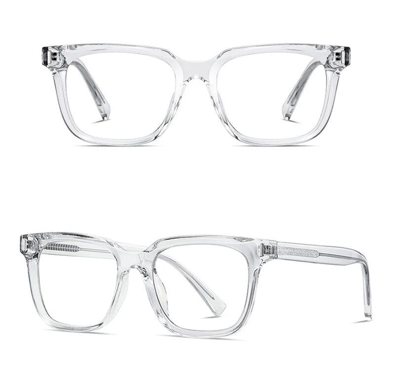 Kachawoo anti blue light glasses TR90 acetate men square glasses frame for women trend Koren style unisex transparent grey