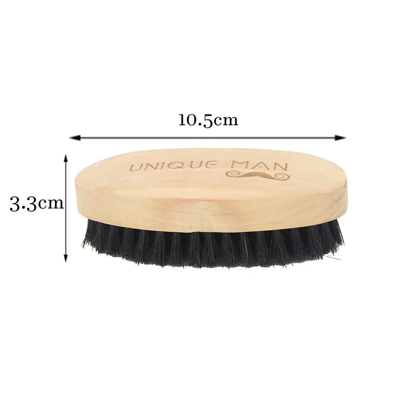 Wooden Hair Beard Brush For Men Natural Wood Comb Boar Bristle Mustache Brush Travel Men's Waves Brush Gifts Birthday Beard Care