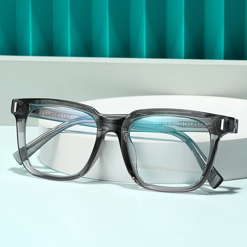 Kachawoo anti blue light glasses TR90 acetate men square glasses frame for women trend Koren style unisex transparent grey