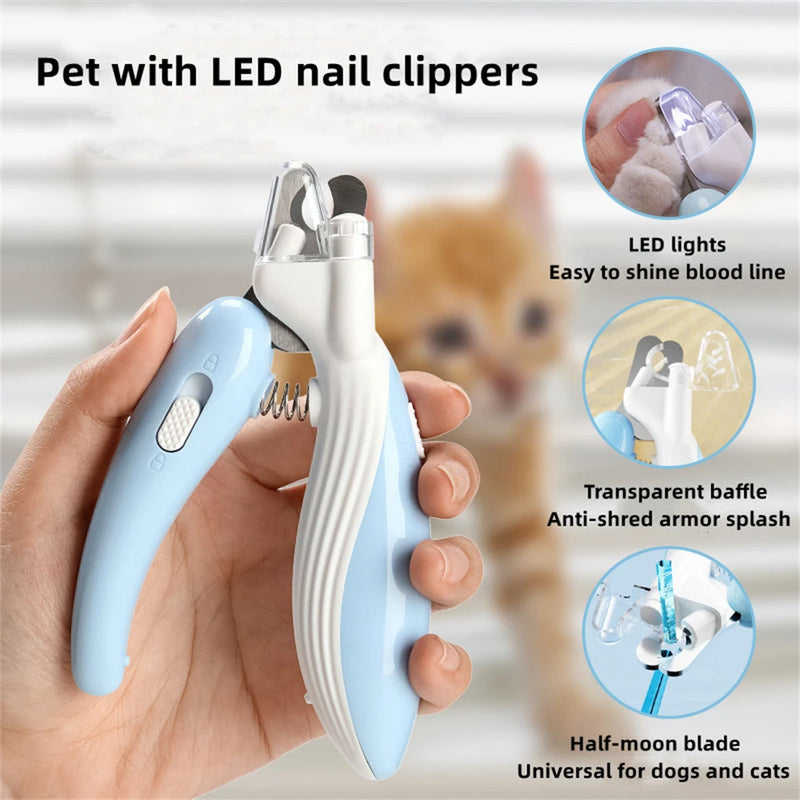 Pet Nail Clippers Cat Dog Nail Trimmer Labor Saving Nail Clipper With Led Light Electric Nail Grinder Dog Grooming Supplies