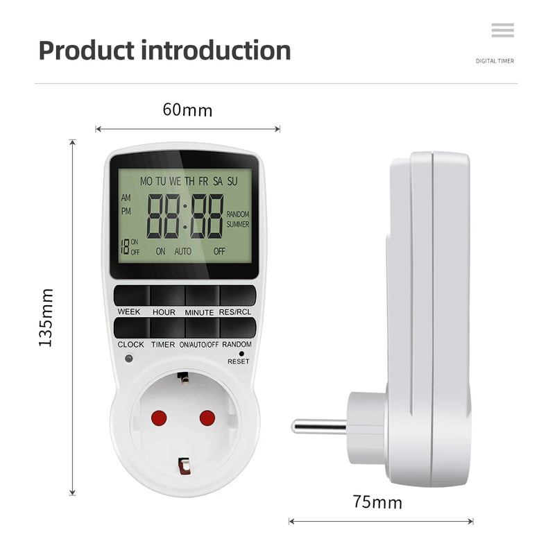 Digital Timer Switch EU Programmable Electronic Timing Socket US UK FR AU Plug Outlet Kitchen Appliance Time Control Day/Hour