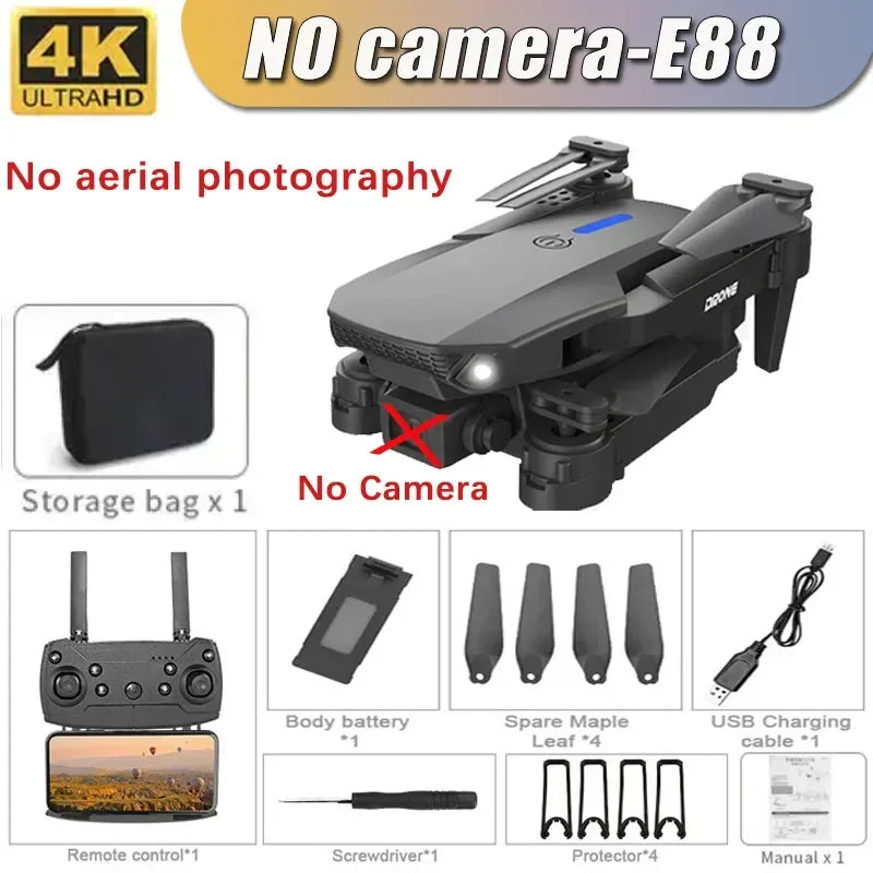 New E88 Pro Wifi Fpv Drone With Hd 4K 1080P Wide Angle Camera Height Control Rc Foldable Quadcopter Helicopter Toy For Gift