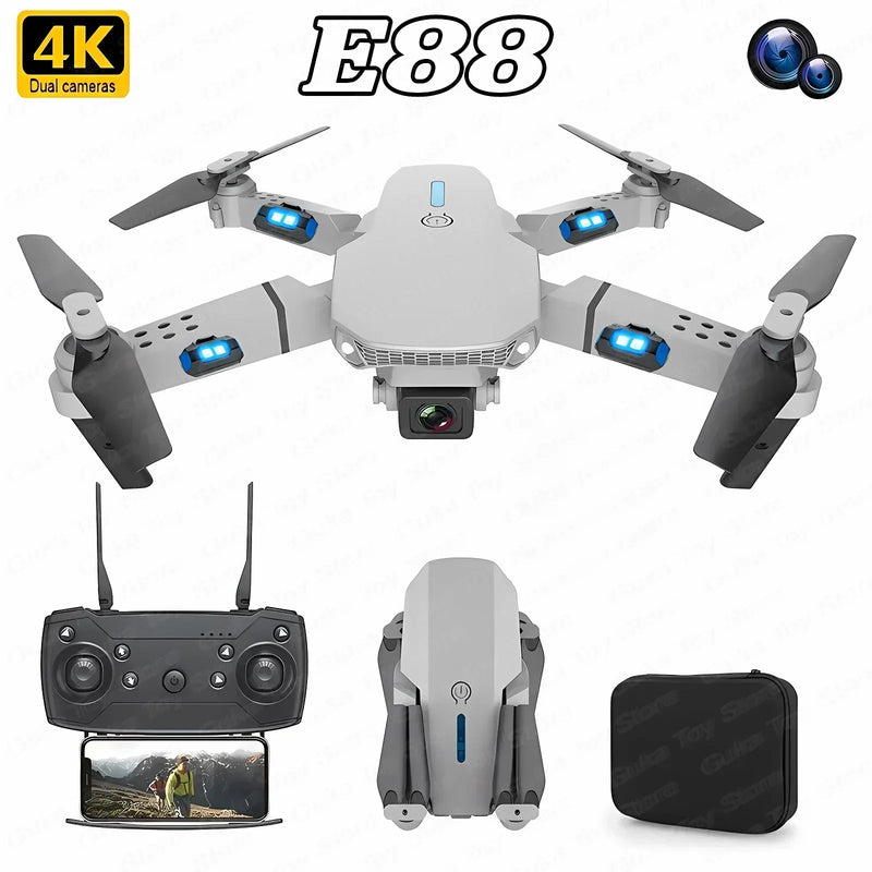 New E88 Pro Wifi Fpv Drone With Hd 4K 1080P Wide Angle Camera Height Control Rc Foldable Quadcopter Helicopter Toy For Gift