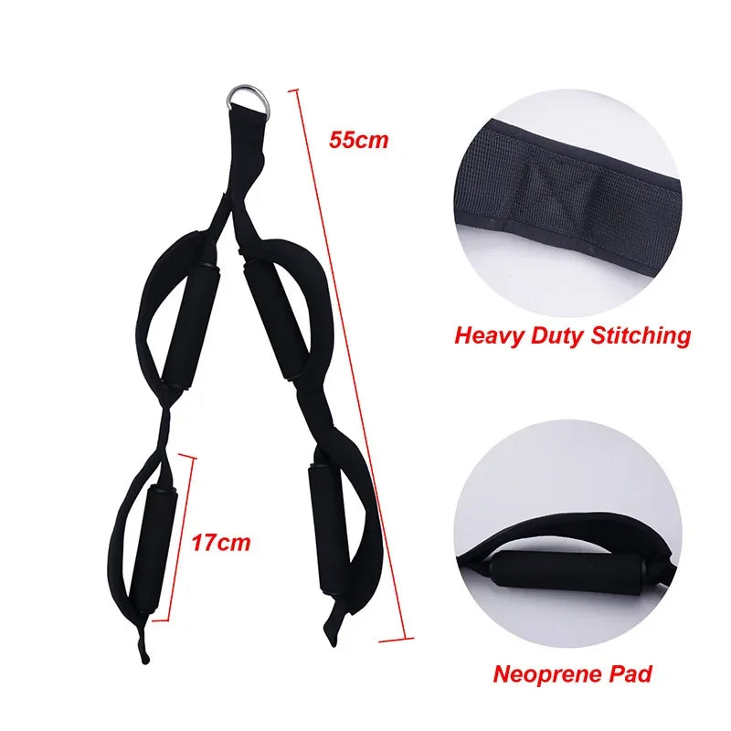 Tricep Pull Down Rope Cable Attachment With 2 Sets Of Handles Neoprene Pads For Home Gym Workout
