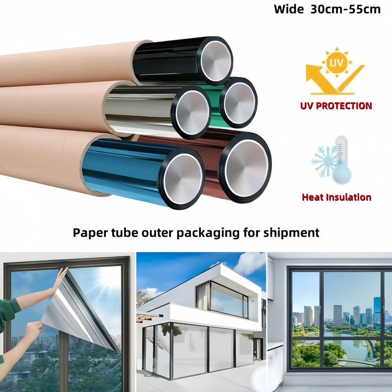 One-Way Perspective Window Film Household Insulating Glass Film 99% Uv for Windows, Balcony, Privacy Protection Mirror Reflective Glass Sticker