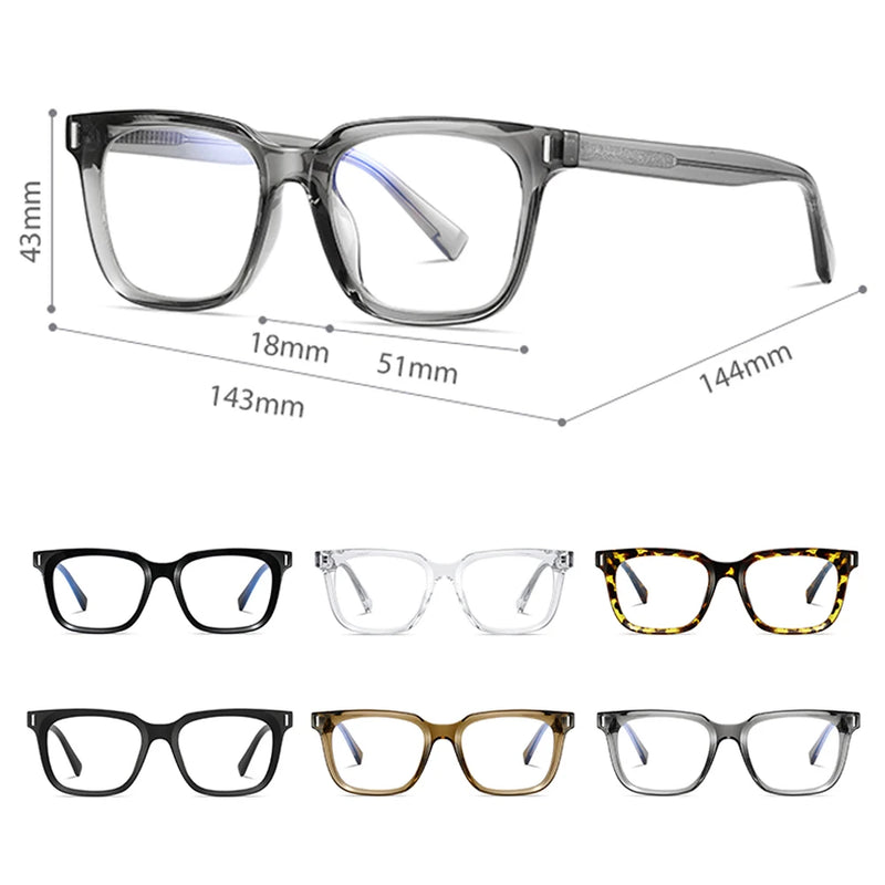 Kachawoo anti blue light glasses TR90 acetate men square glasses frame for women trend Koren style unisex transparent grey