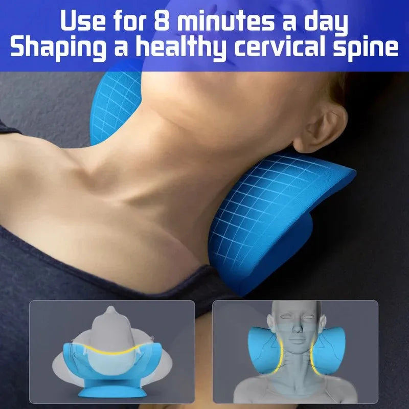 Neck Shoulder Stretcher Relaxer Cervical Chiropractic Traction Device Massage Pillow for Pain Relief Cervical Spine Alignment