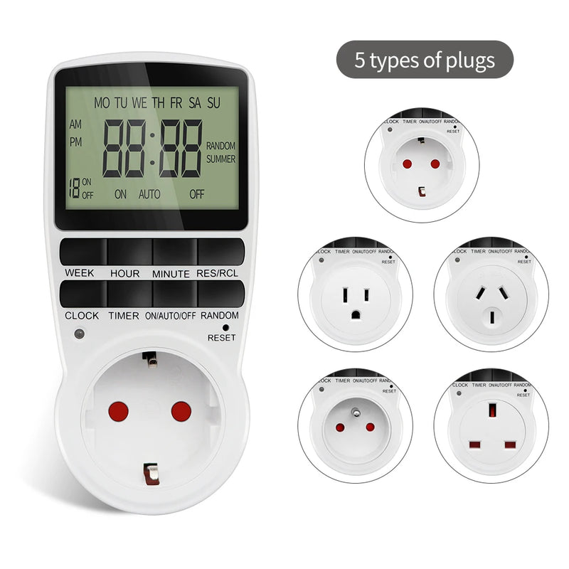 Digital Timer Switch EU Programmable Electronic Timing Socket US UK FR AU Plug Outlet Kitchen Appliance Time Control Day/Hour