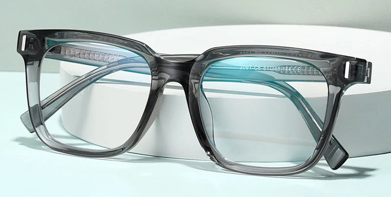 Kachawoo anti blue light glasses TR90 acetate men square glasses frame for women trend Koren style unisex transparent grey