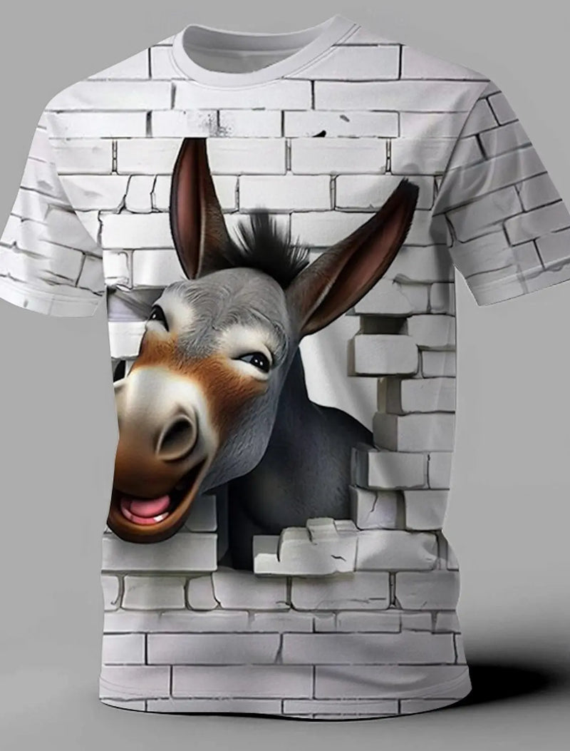 Men's Animal Funny T Shirt Short Sleeve T shirt 3D Print O-Neck Shirts Exaggerated Designer Party Summer Casual Clothing Apparel