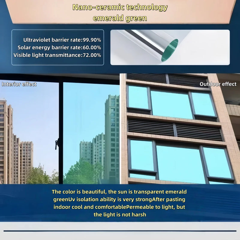 One-Way Perspective Window Film Household Insulating Glass Film 99% Uv for Windows, Balcony, Privacy Protection Mirror Reflective Glass Sticker