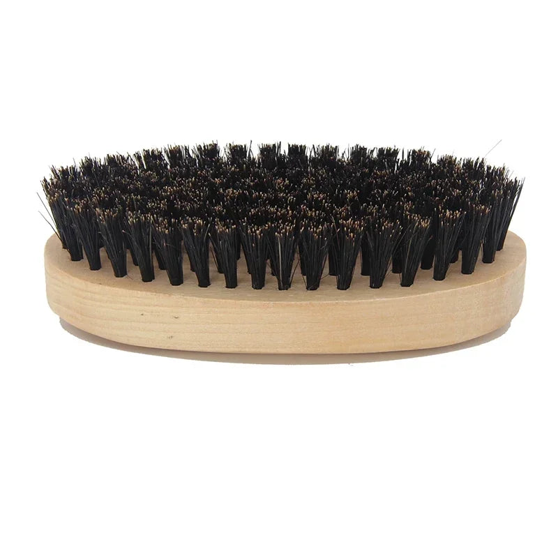 Wooden Hair Beard Brush For Men Natural Wood Comb Boar Bristle Mustache Brush Travel Men's Waves Brush Gifts Birthday Beard Care