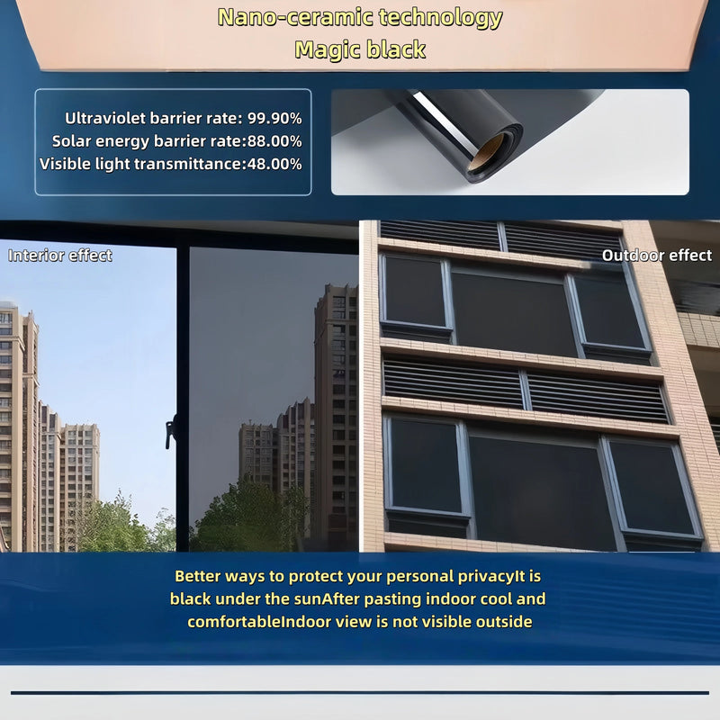 One-Way Perspective Window Film Household Insulating Glass Film 99% Uv for Windows, Balcony, Privacy Protection Mirror Reflective Glass Sticker