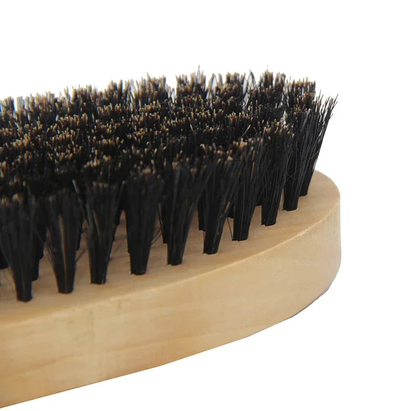 Wooden Hair Beard Brush For Men Natural Wood Comb Boar Bristle Mustache Brush Travel Men's Waves Brush Gifts Birthday Beard Care