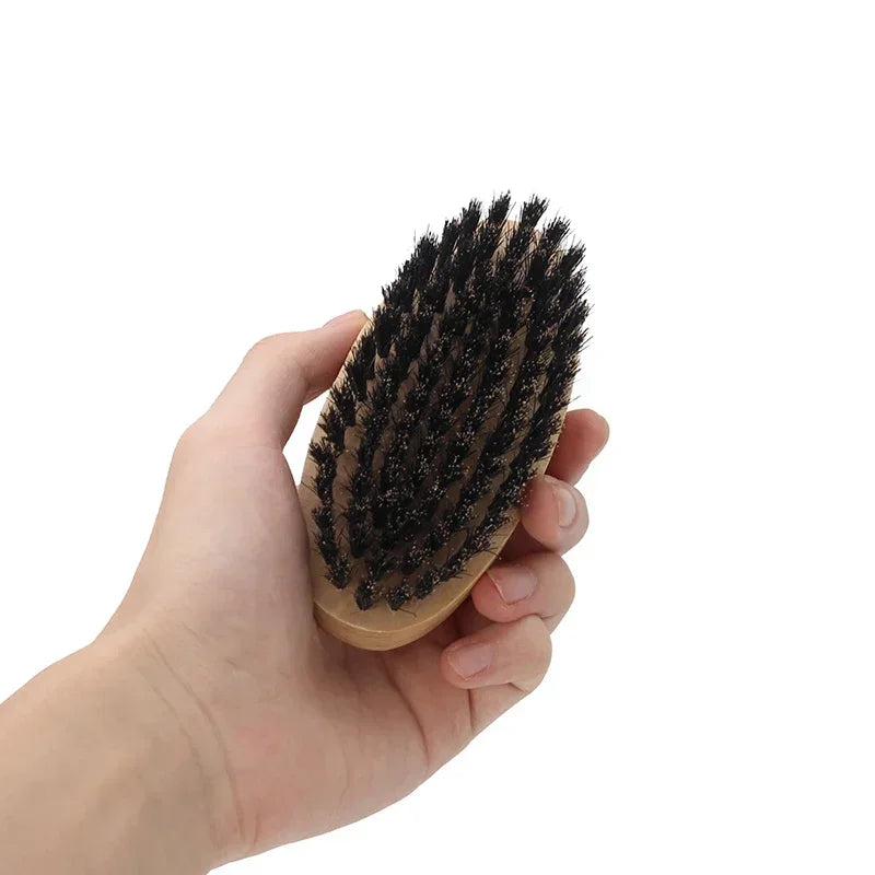 Wooden Hair Beard Brush For Men Natural Wood Comb Boar Bristle Mustache Brush Travel Men's Waves Brush Gifts Birthday Beard Care