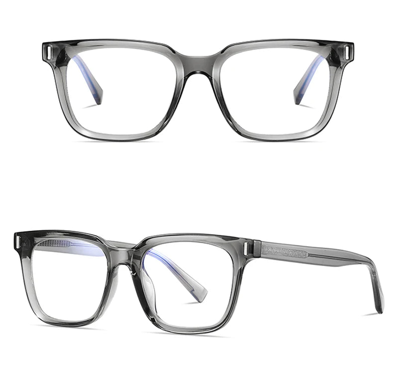 Kachawoo anti blue light glasses TR90 acetate men square glasses frame for women trend Koren style unisex transparent grey