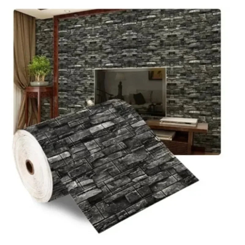 70cmx2m Meter Foam 3D Wall Stickers Self Adhesive Panel Home Decor Living Room Bedroom House Decoration Bathroom Brick Wallpaper