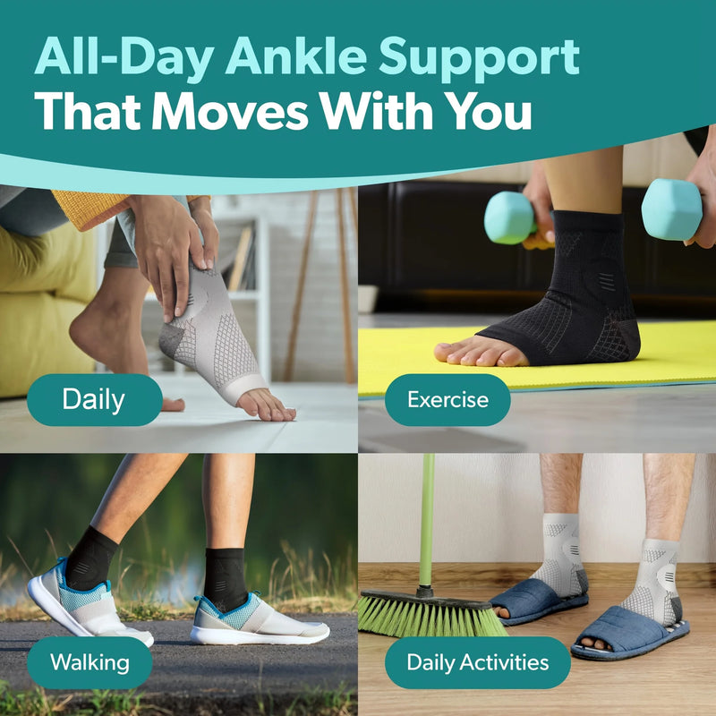 1Pair Ankle Compression Socks,Compression Foot Sleeves with Arch And Ankle Support,Open-Toe Design Neuropathy Socks