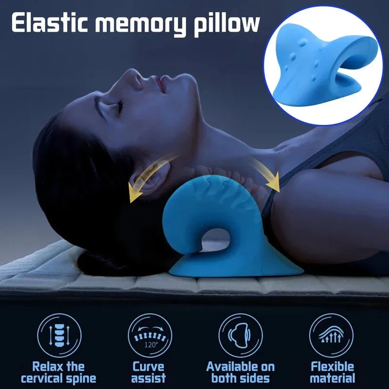 Neck Shoulder Stretcher Relaxer Cervical Chiropractic Traction Device Massage Pillow for Pain Relief Cervical Spine Alignment